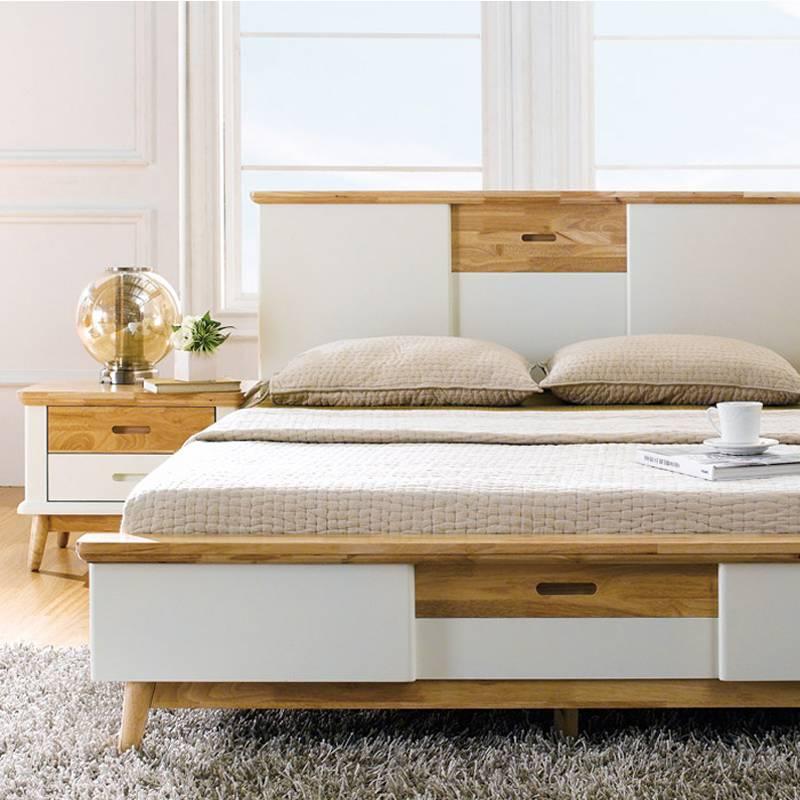 Giường Đôi Vivid Gỗ Tự Nhiên Ibie BBDVIVR - Trắng