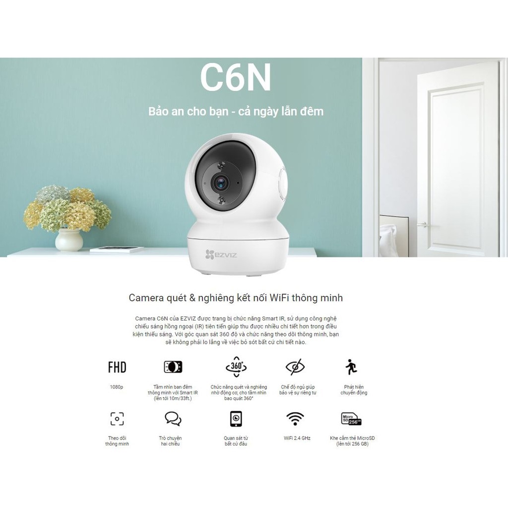 Camera IP EZVIZ CS-CV246 1MP Tặng Kèm Thẻ Nhớ 16GB