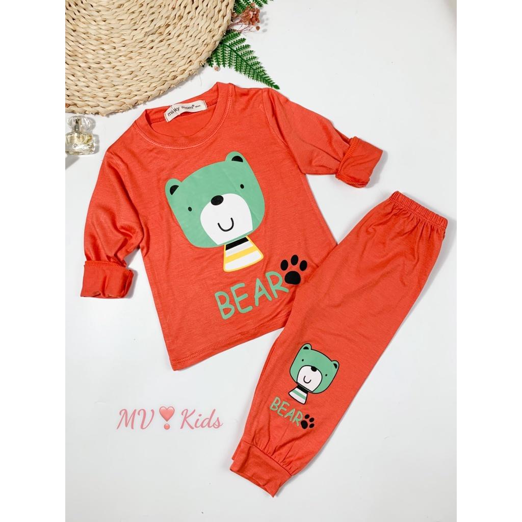 Bộ Quần Áo Bé Gái, Bé Trai Minky Mom Vải Thun Lạnh Động Vật Dễ Thương Dài Tay Cho Bé (MKDTL01