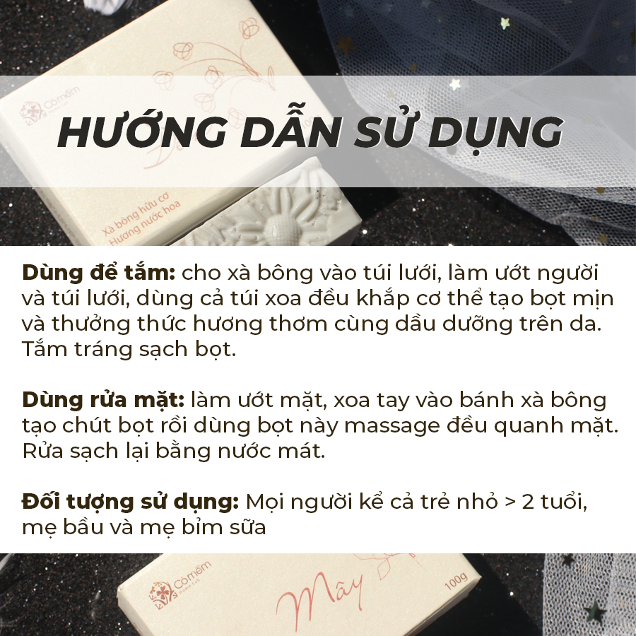 Xà Bông Tắm Và Rửa Mặt Hữu Cơ Hương Nước Hoa Thơm Ngát An Toàn Từ Thiên Nhiên Cỏ Mềm 100g