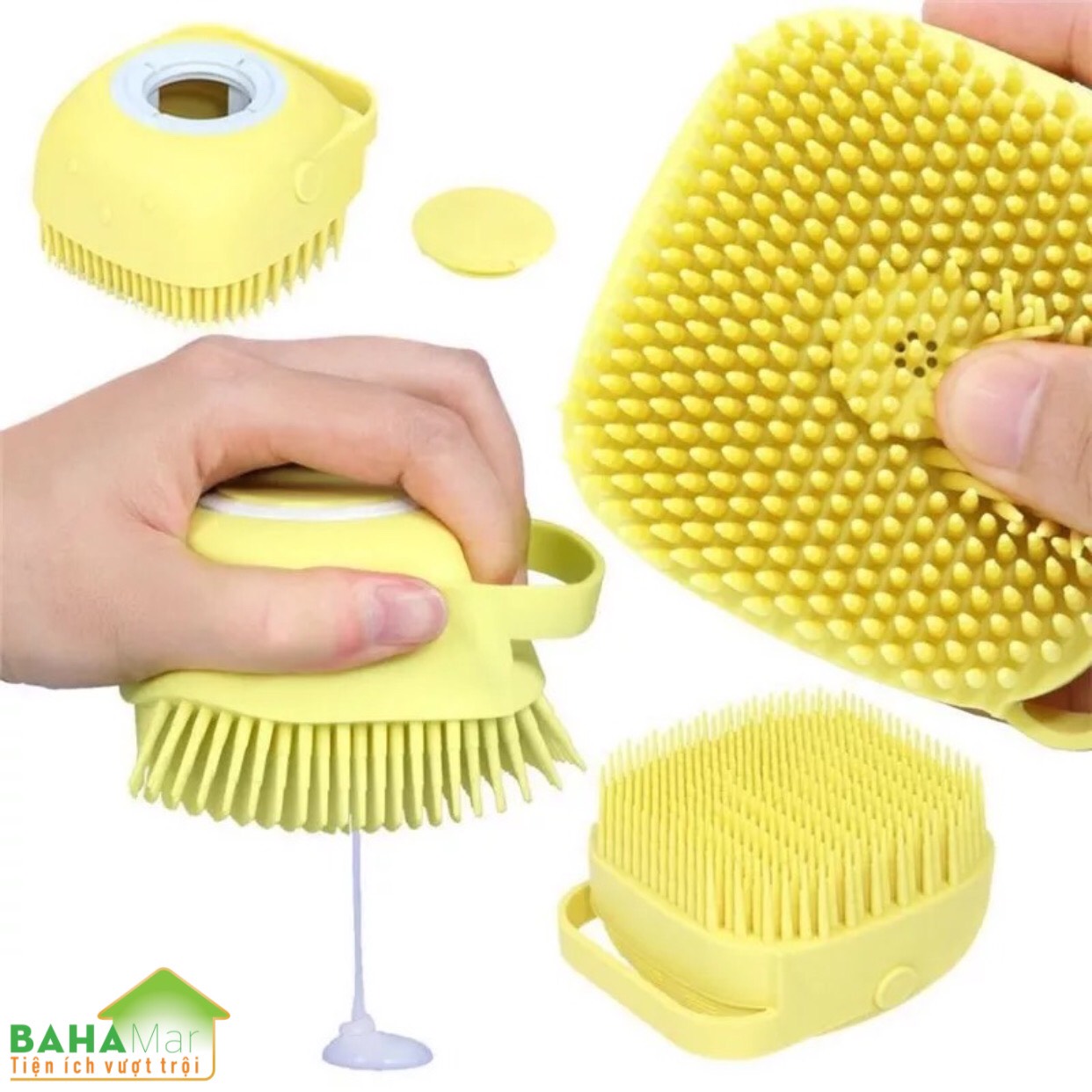 BÀN CHẢI TẮM SILICONE MỀM MASSAGE TẨY DA CHẾT CÓ NGĂN CHỨA SỮA TẮM