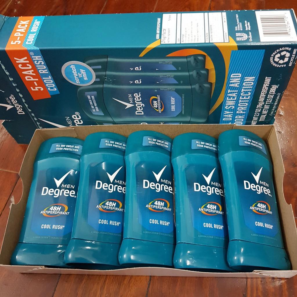 Set 5 Lăn khử mùi cho nam Degree Men Cool Rush 48H Antiperspirant 76gx5