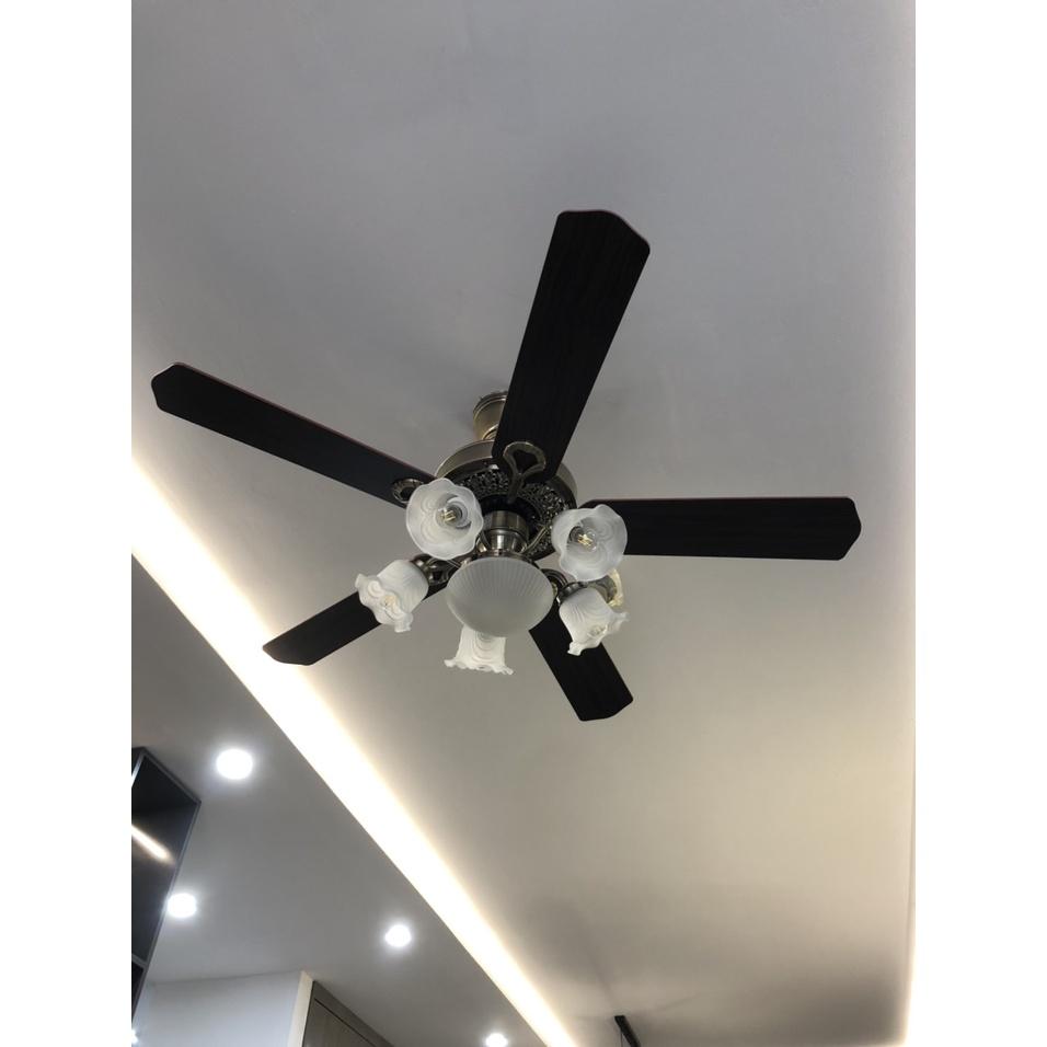 Quạt trần đèn tân cổ điển 6 tốc độ gió,kèm điều khiển từ xa,trang trí phòng khách,ngủ,bếp ăn