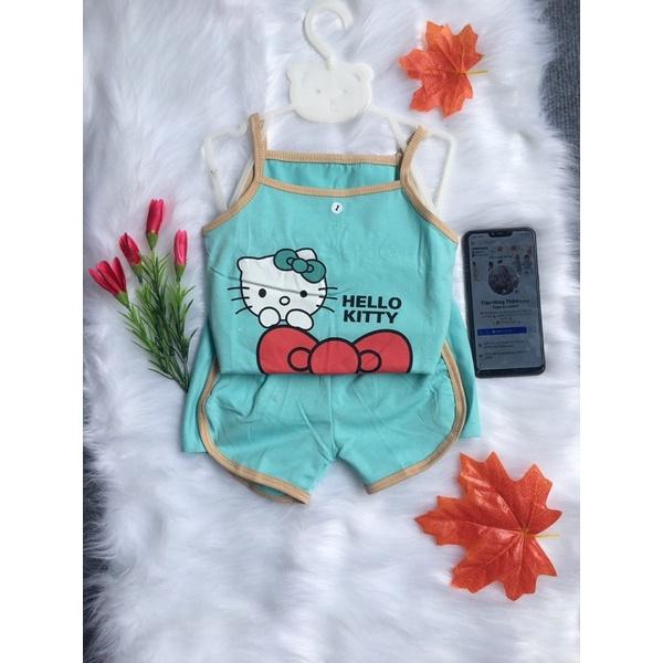 Đồ Bộ 2 Dây In Hình Mèo Hello Kitty Cho Bé Gái 6-19kg