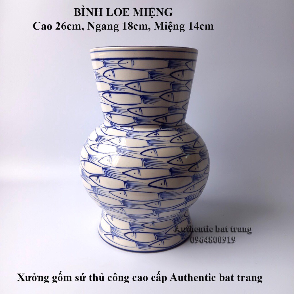 BÌNH CẮM HOA, TRANG TRÍ - PHONG CÁCH CHÂU ÂU, HỌA TIẾT CÁ ĐÀN ĐỘC ĐÁO-Gốm sứ bát tràng chính hãng 100%