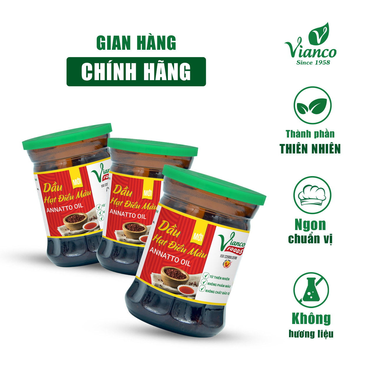 Dầu Điều Màu ViancoFoods Việt Ấn 3 ly x 50gr