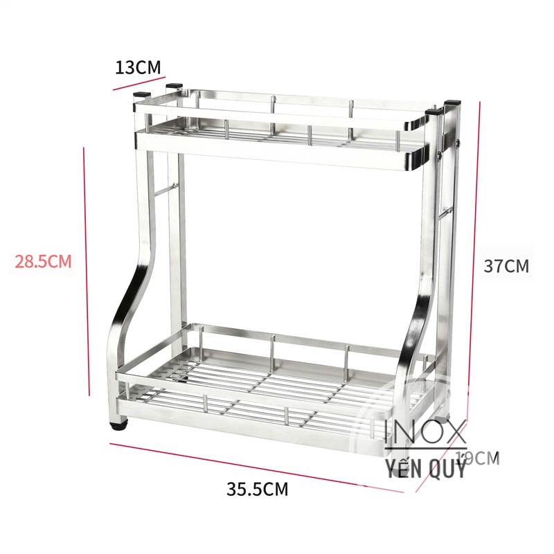 SUS304 / INOX304 KỆ GIA VỊ 2 TẦNG ĐẶT BÀN INOX XƯỚC