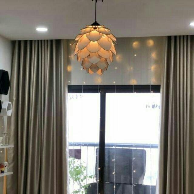 Đèn gỗ trang trí quả thông thả trần giá rẻ