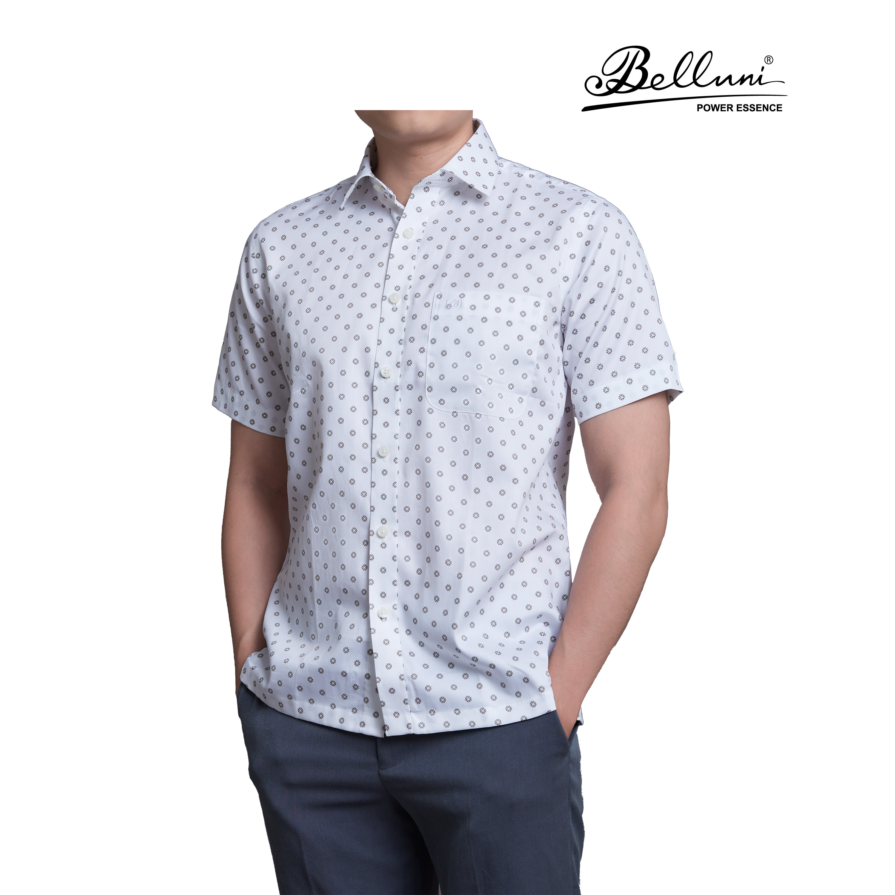 Áo sơ mi nam ngắn tay cotton cao cấp BELLUNI - ANL.CM.BE.4.W1