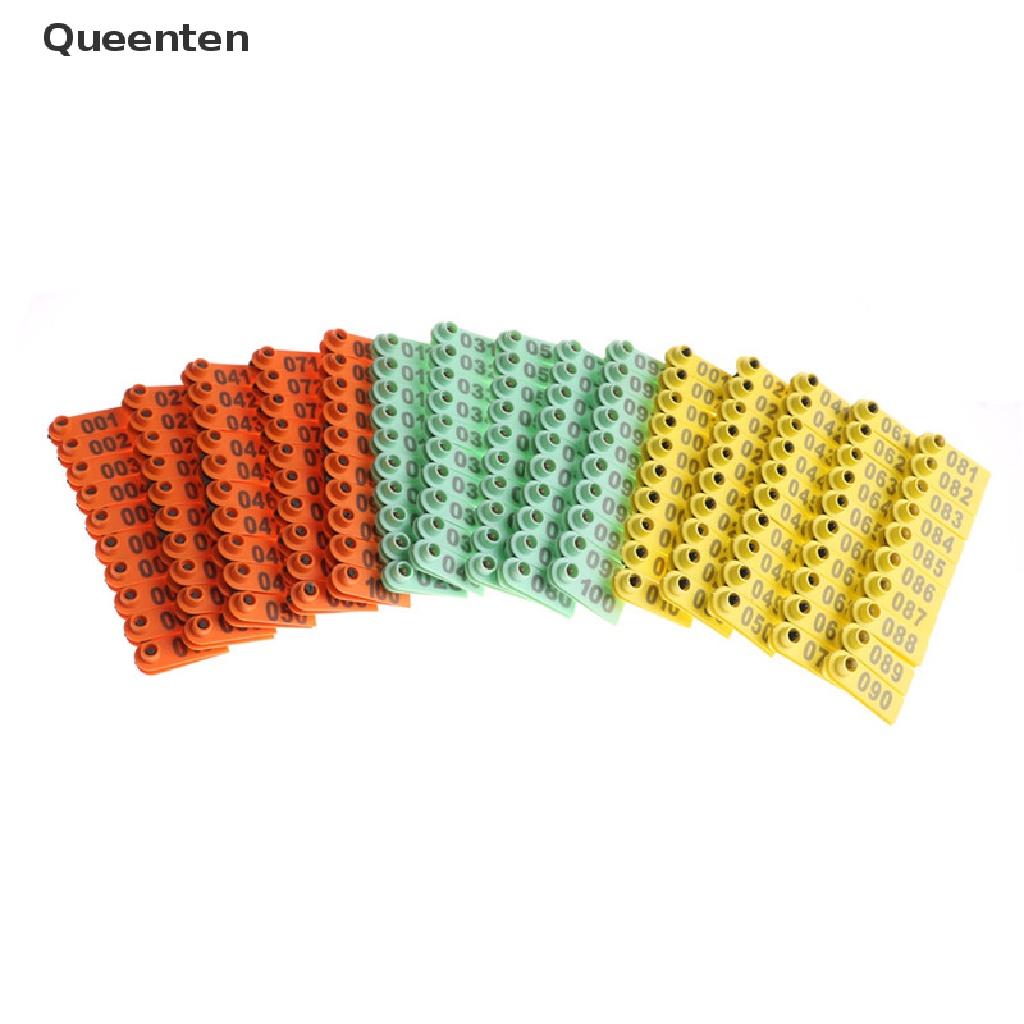 Queenten 100Pcs Goat Sheep Pig Cattle Beef Plastic Livestock Ear Tag Number Tags QT