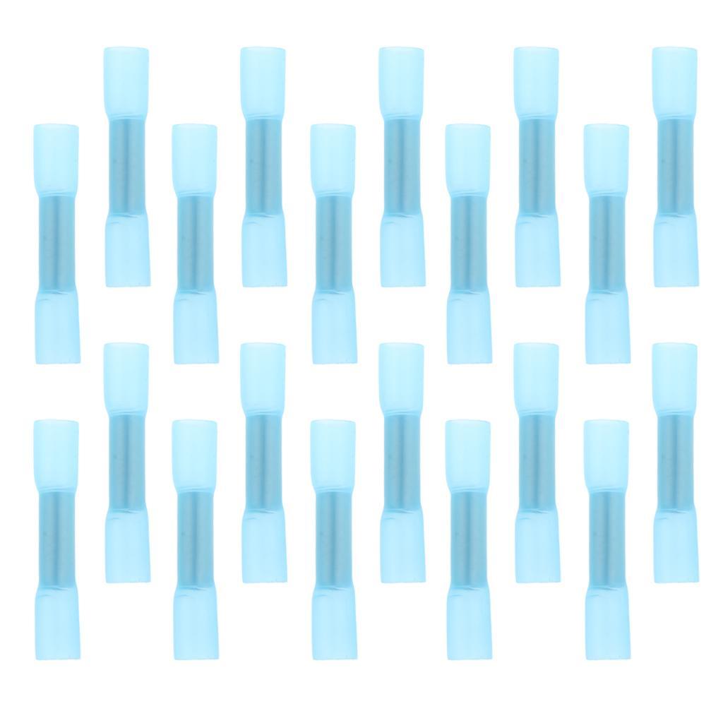 20 Pieces Heat Shrink Butt Crimp Terminals Wire Connectors AWG 16-14 Blue