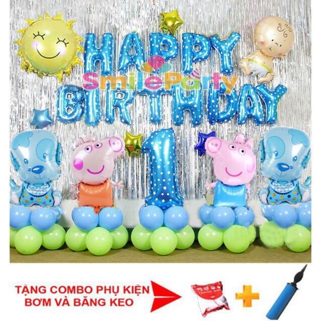SET BÓNG SINH NHẬT CHO BÉ 1 TUỔI HÌNH LỢN PEPPA