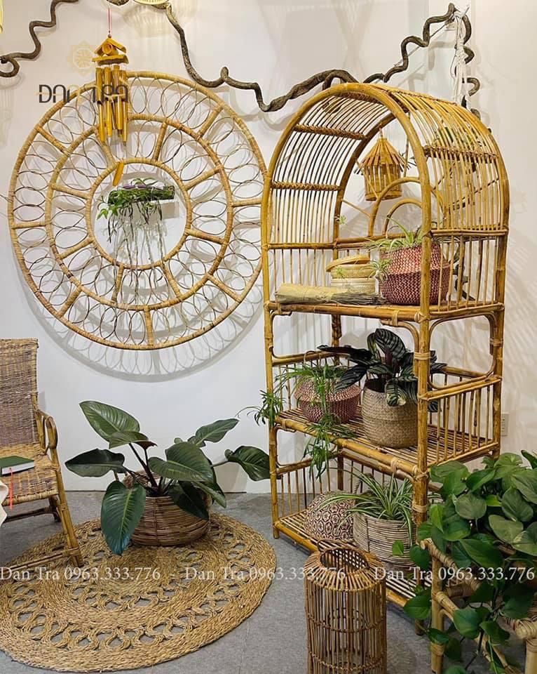 Kệ Mây Vòm Size 1m6 -Kệ Mây Decor Phòng- Kệ Mây Tia Nắng Đan Trà- Nội Thất Mây Tre Đan- Đồ Trang trí Bằng Mây Tre