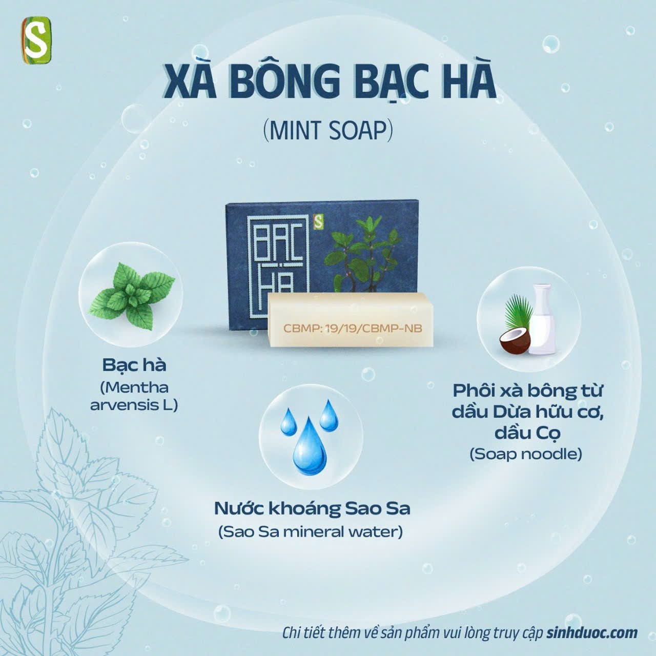 Hình ảnh Xà bông Sinh Dược - Bạc Hà (100gr) Thơm mát