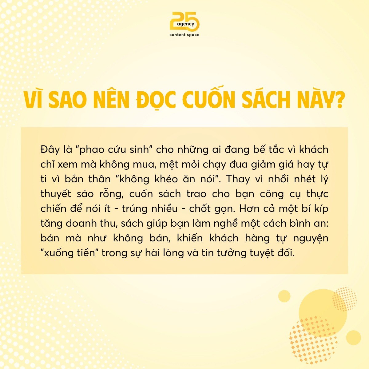 NÓI GÌ CHO KHÁCH HÀNG HIỂU, BÁN GÌ CHO KHÁCH HÀNG MUA