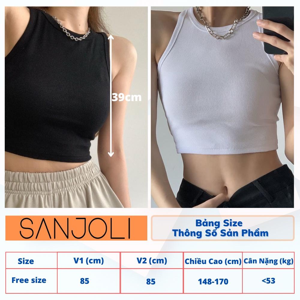 Áo Balo Nữ SANJOLI Áo Croptop Sexy Thun Kiểu Ôm Body Đẹp Trắng Đen Ngắn 3 lỗ Jennie AO013