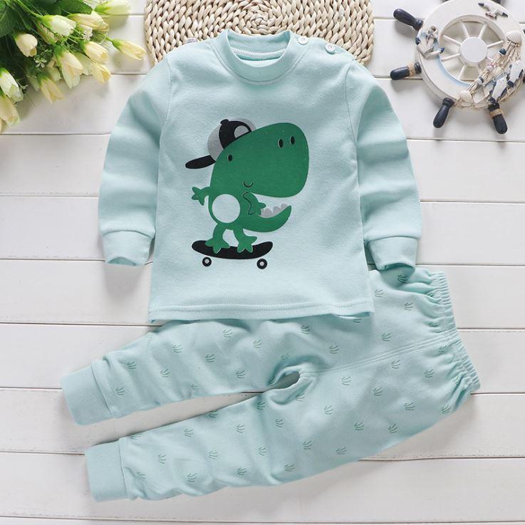 Quần áo thu đông bé trai Đồ thu đông bộ ngủ cotton cho bé trai Bộ quần áo thun dài tay Gấu Xanh 7 - 27kg Me Yeu Con