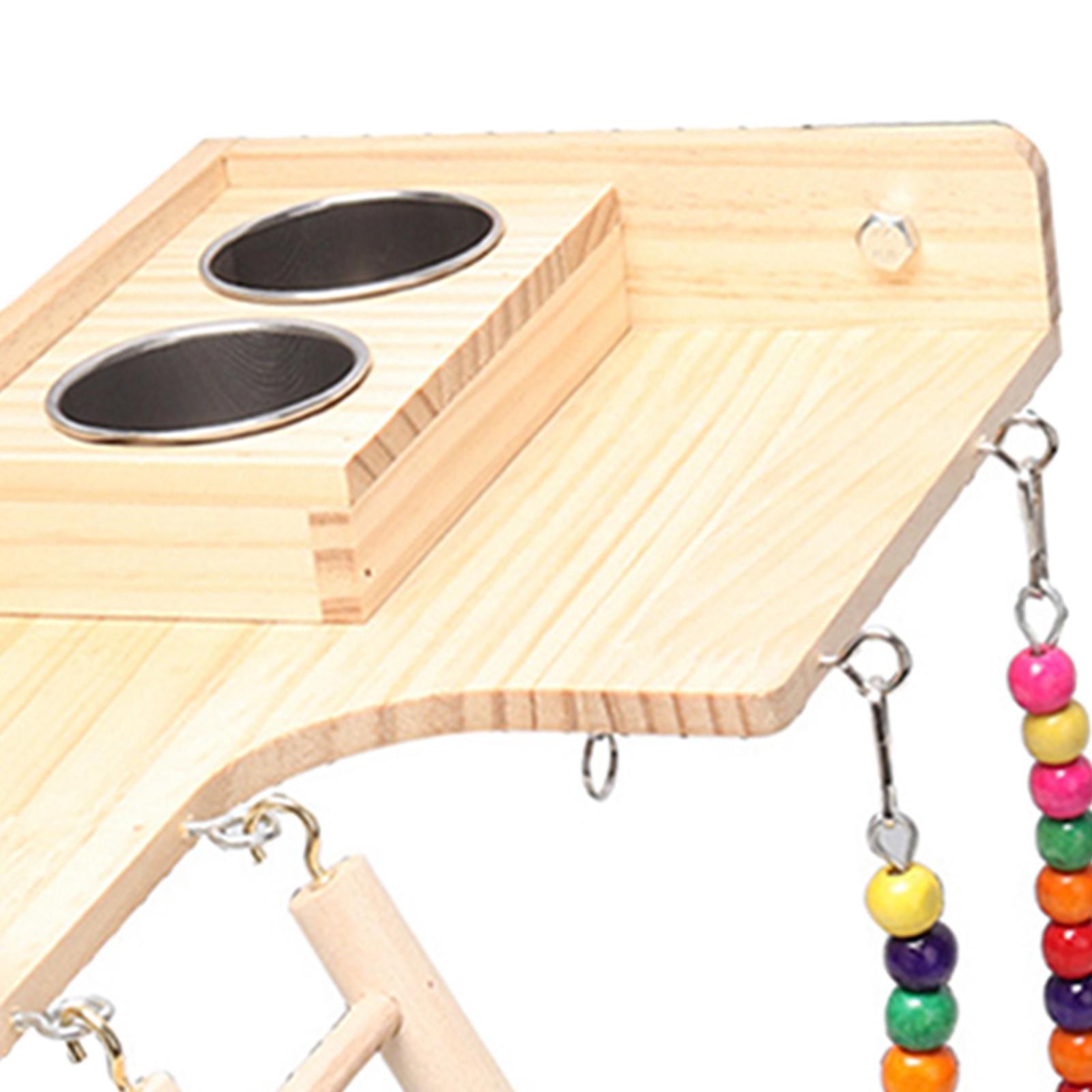 Pet Bird Parrot Playground Wooden Ladder Toy Interactive Platform Accessory