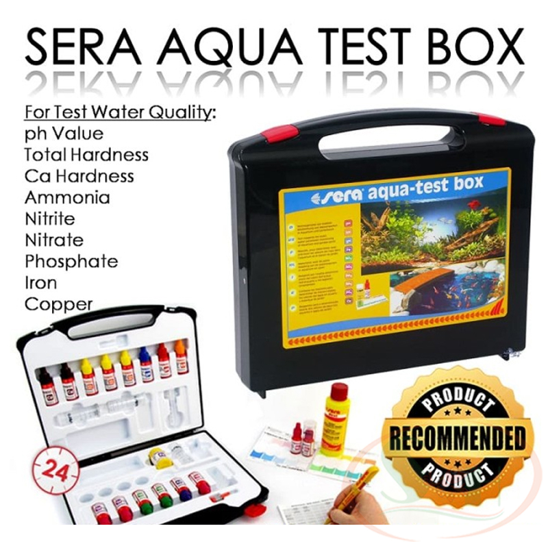Bộ vali Sera Aqua Test Box 9in1 +Cl, Ca, Koi kiểm tra ph, gh, kh, nh3, nh4, no2, no3, fe, po4 nước bể cá tép