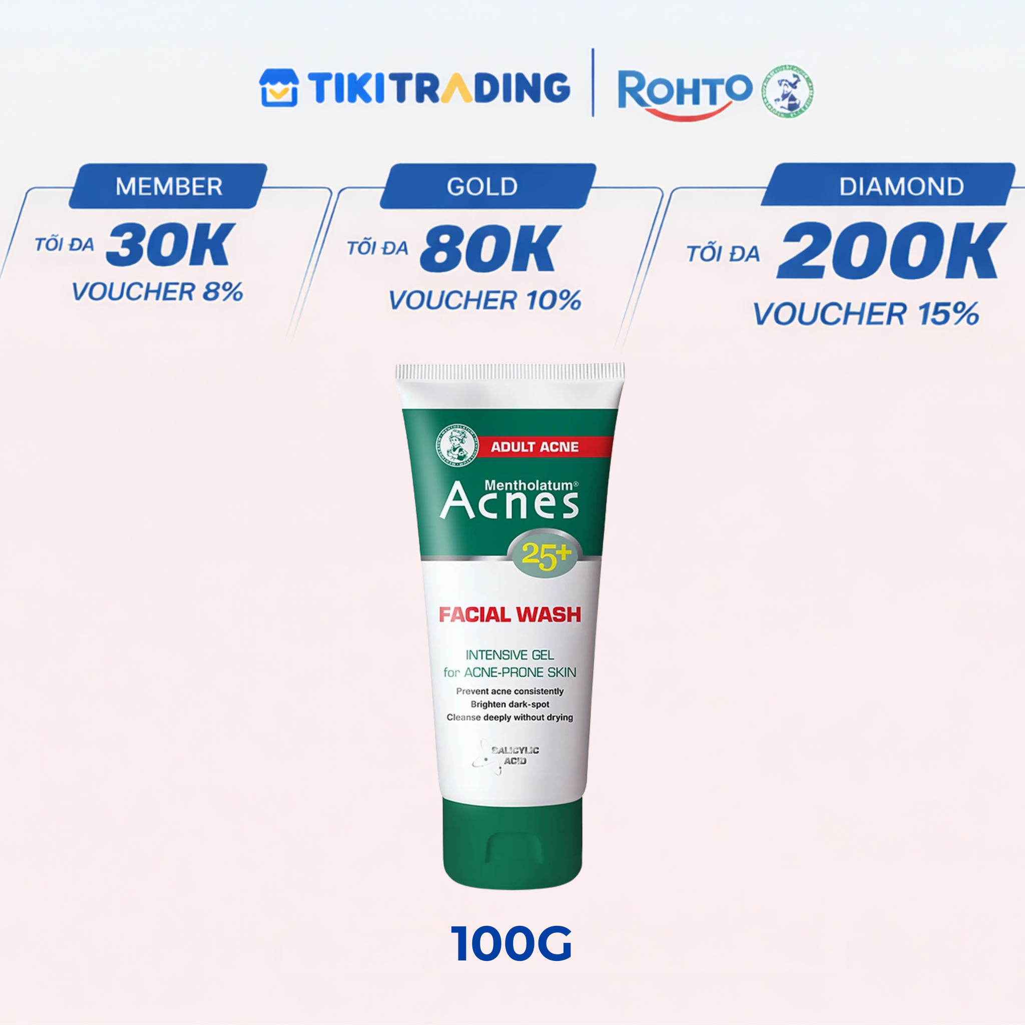 Sữa rửa mặt ngăn ngừa mụn dạng gel Acnes 25 Facial Wash 100g