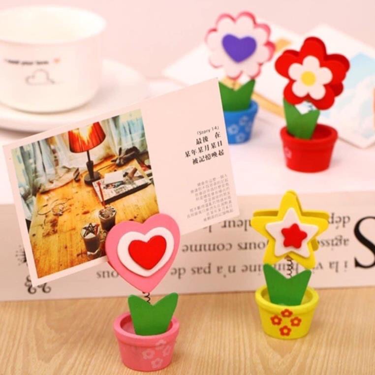 Kẹp Ảnh , Kẹp Giấy Nhớ Hình Chậu Hoa - Hình Động Vật Trang Trí Bàn Làm Việc Dễ Thương