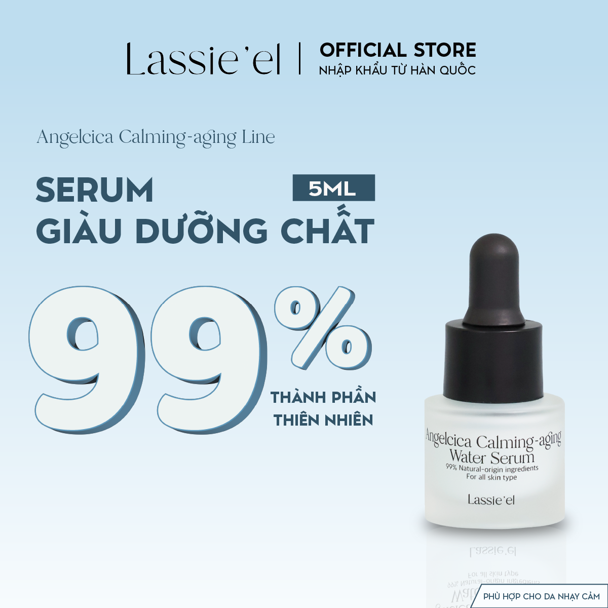 Serum Lassie'el chiết xuất từ thiên nhiên ngăn ngừa lão hóa dưỡng ẩm phục hồi sáng da mờ thâm mụn 5ml Hàn Quốc