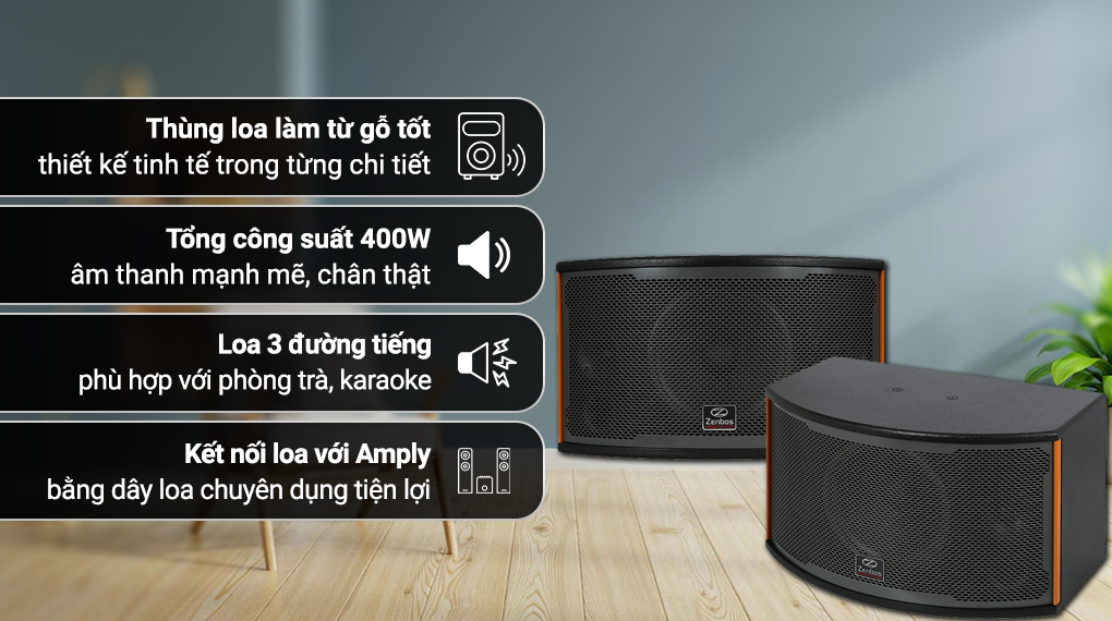 Dàn Karaoke gia đình Loa Zenbos XR-680 400W/Loa Bass 25 cm, 3 đường tiếng và Amply Bluetooth Công Suất Lớn 800W Zenbos LX-6800, 12 Sò Đại (Hàng Chính Hãng)