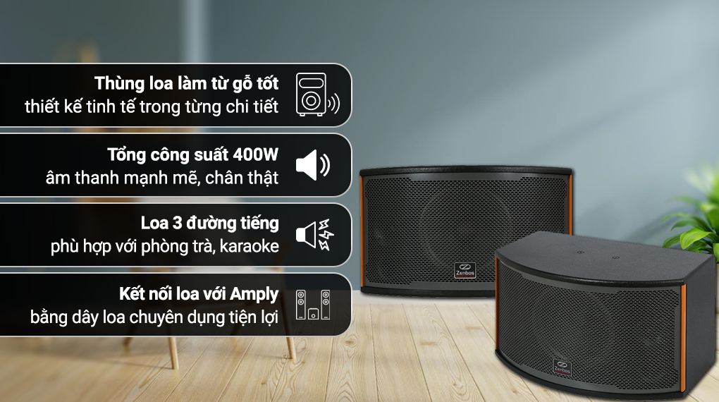 Loa Karaoke gia đình Zenbos XR-680 400W/Loa Bass 25 cm, 3 đường tiếng(Hàng Chính Hãng)