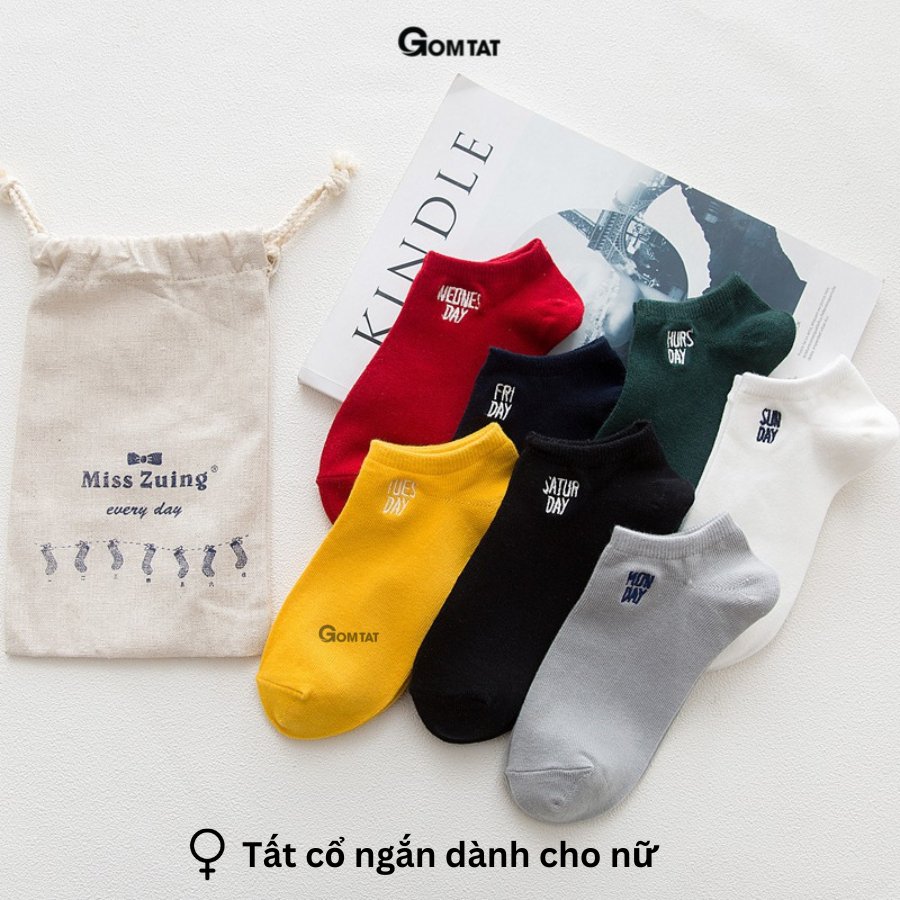 Set 7 đôi Vớ cổ ngắn nữ chất liệu cotton cao cấp, tất nữ cổ thấp 7 đôi sử dụng 7 ngày [mẫu nữ 02] - VOTUAN-NU02