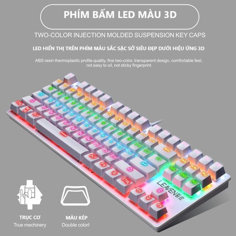 Bàn Phím Cơ Chuyên Game-Bàn Phím Cơ Máy Tính K550 Pro Led RGB -Blue Switch Có 10 Chế Độ Màu -BH 3 THÁNG-Giao hàng nhanh