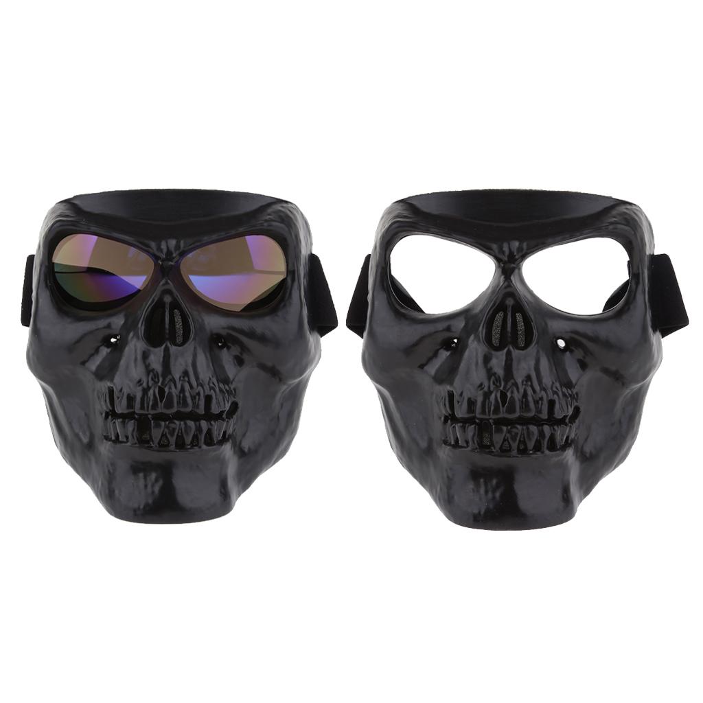 2pcs Skull Full Face Unisex Motorbike Goggles Motocross Mask Eyewear