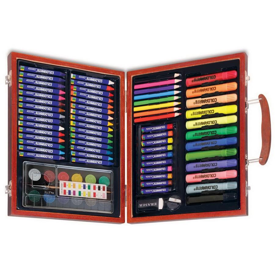 Bộ màu vẽ Colormate hộp gỗ cao cấp 78 chi tiết, màu vẽ, Art Set, quà tặng cho bé - COLORMATE