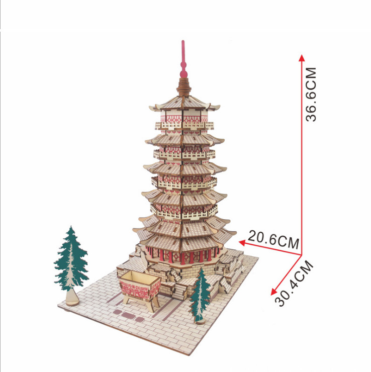 Đồ chơi lắp ghép gỗ 3D Mô hình Chùa Thích Ca Pagoda of Fogong Temple XF-G030H