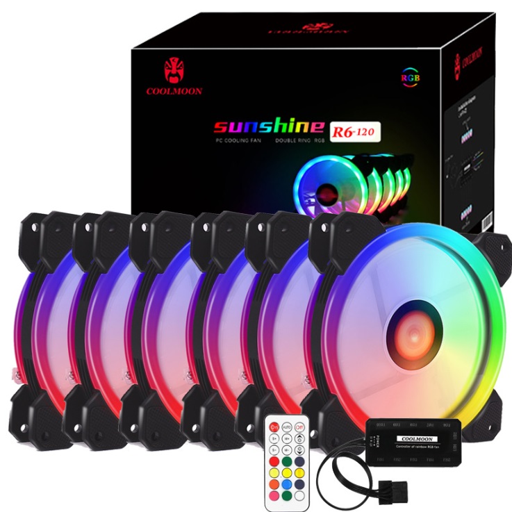 Bộ 6 Quạt + Khiển Coolmoon RGB V2 - Hàng nhập khẩu