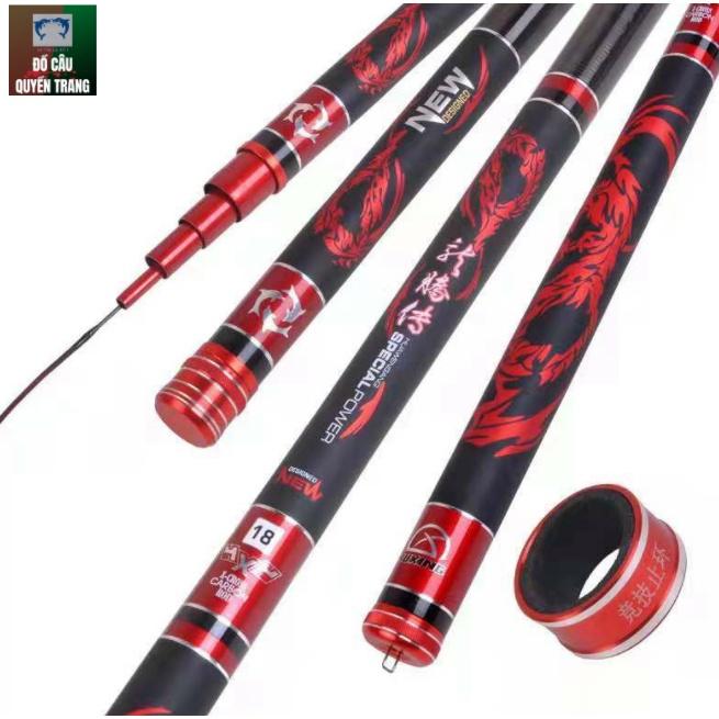 Cần câu tay xích long 6H catbon tặng ngọn phụ