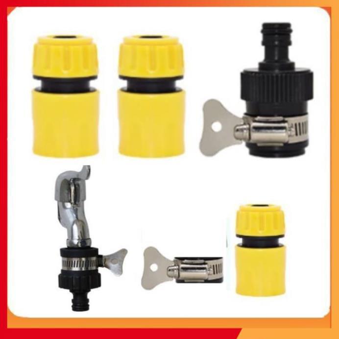 Bộ dây vòi xịt nước rửa xe, tưới cây . tăng áp 3 lần, loại 3m, 5m 206236 đầu đồng,đai,nối nhựa đen+ tặng mở chai