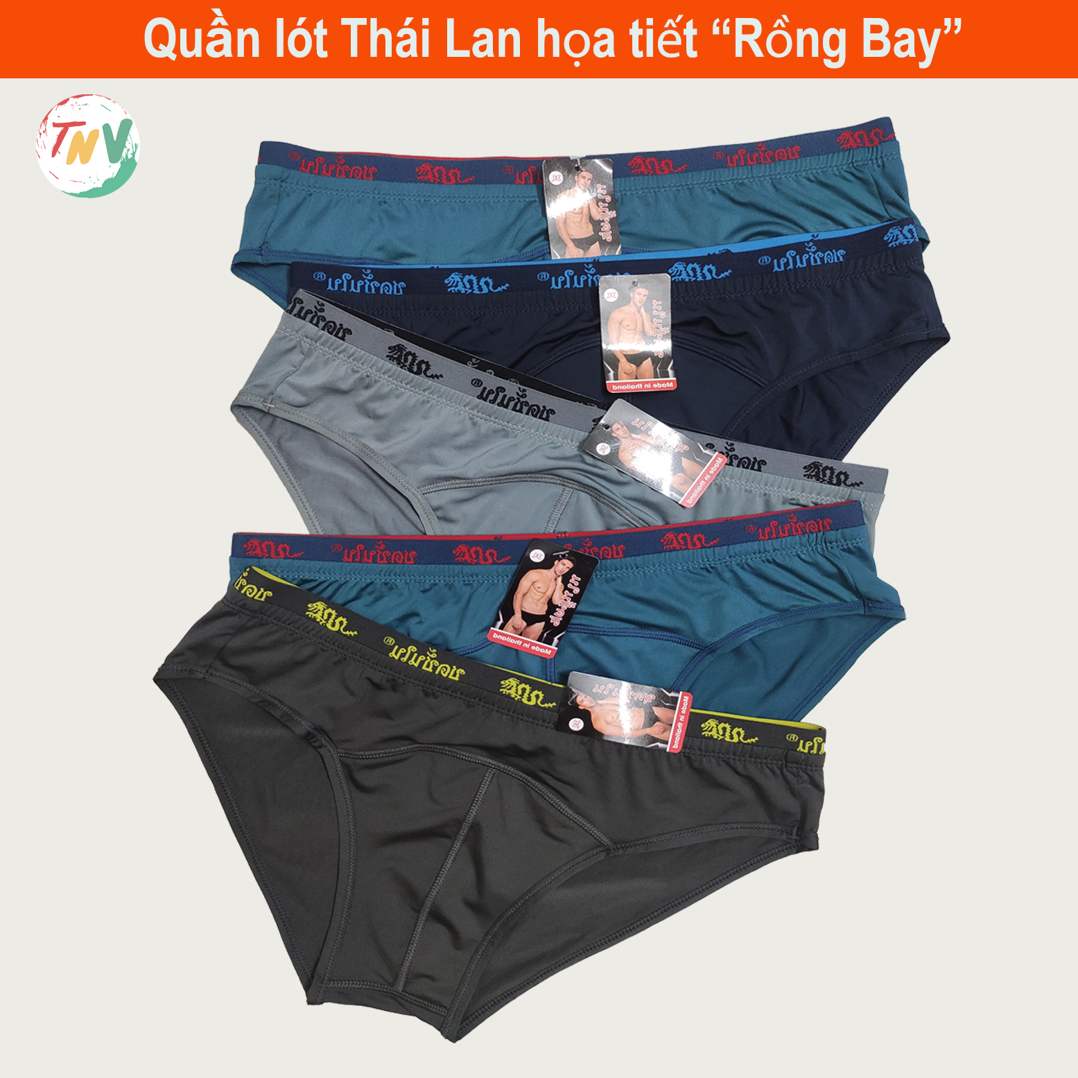 Combo 5 quần lót Nam Thái Lan Thêu Họa Tiết Rồng Bay May Mắn