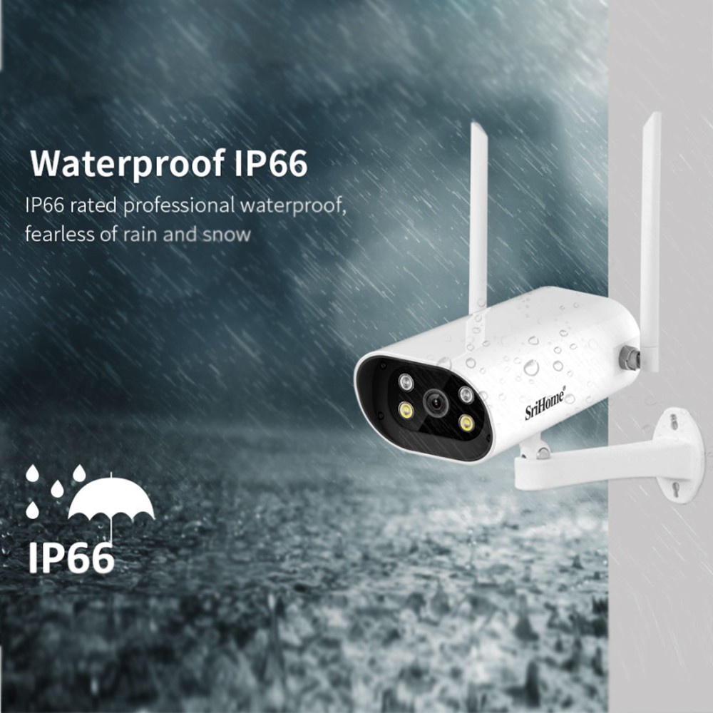 Camera IP không dây ngoài trời chống nước chống bụi Srihome SH037 QHD 4MP hỗ trợ wifi chuẩn 5G - HÀNG CHÍNH HÃNG