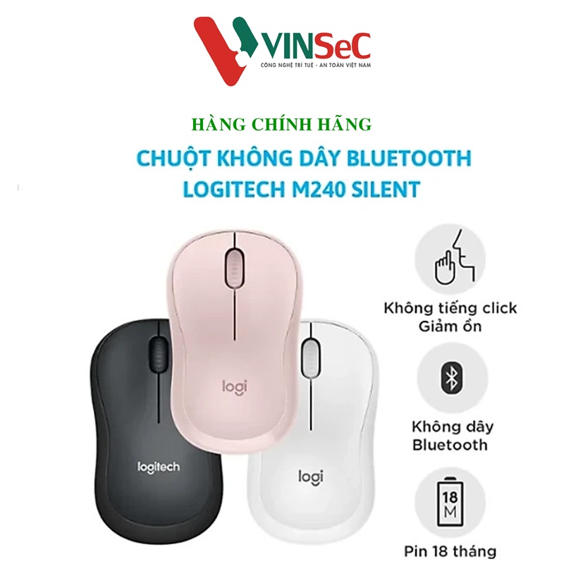 Chuột không dây Bluetooth Logitech M240 Silent - Hàng chính hãng