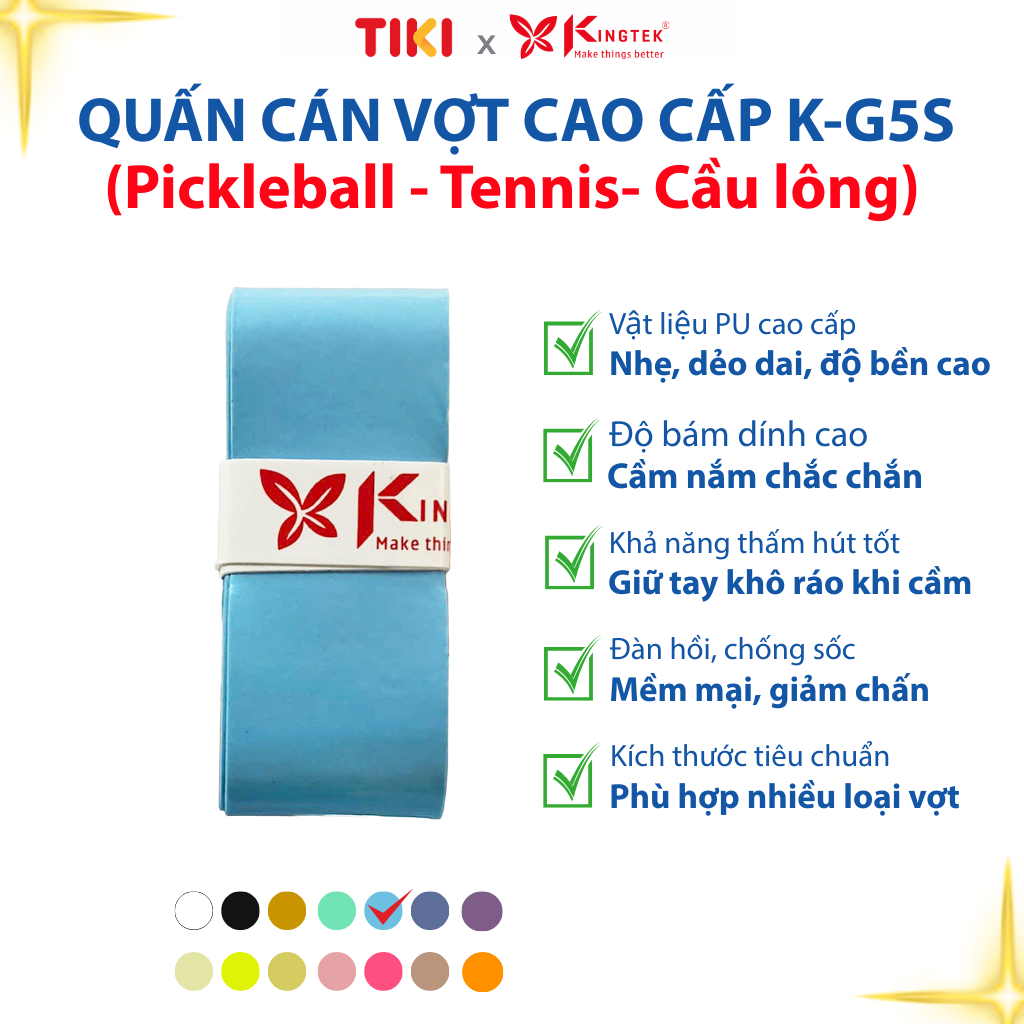 Quấn Cán Vợt KINGTEK K-G5S | Overgrip Cao Cấp Cho Pickleball  - Cầu Lông - Tennis | Êm Tay – Chống Trượt – Hút Mồ Hôi - Tùy chọn