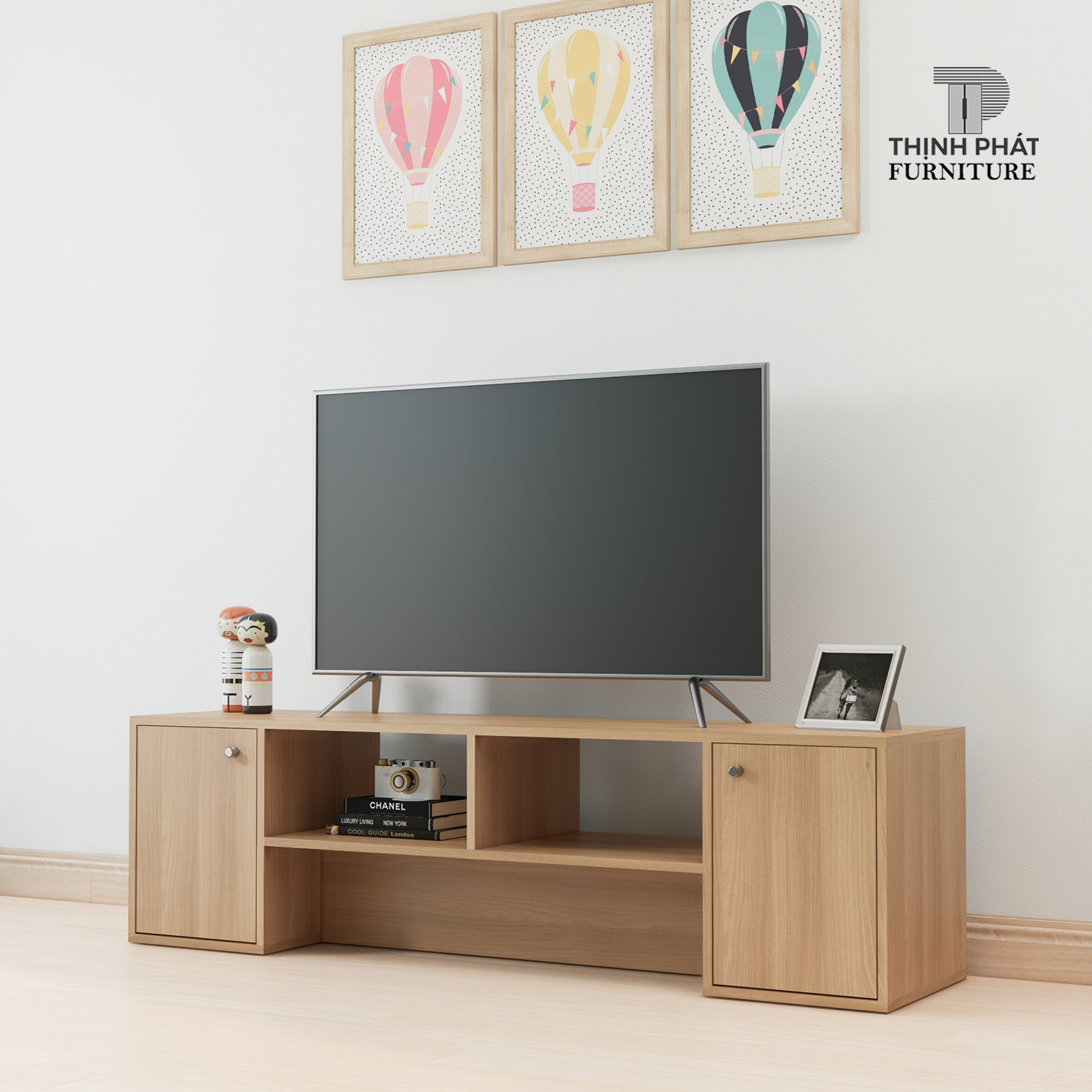 KỆ TIVI PHÒNG KHÁCH ĐẸP, HIỆN ĐẠI DÀI 1M4 - THỊNH PHÁT FURNITURE KTV-TP06 (140cm x 50cm x 40cm)