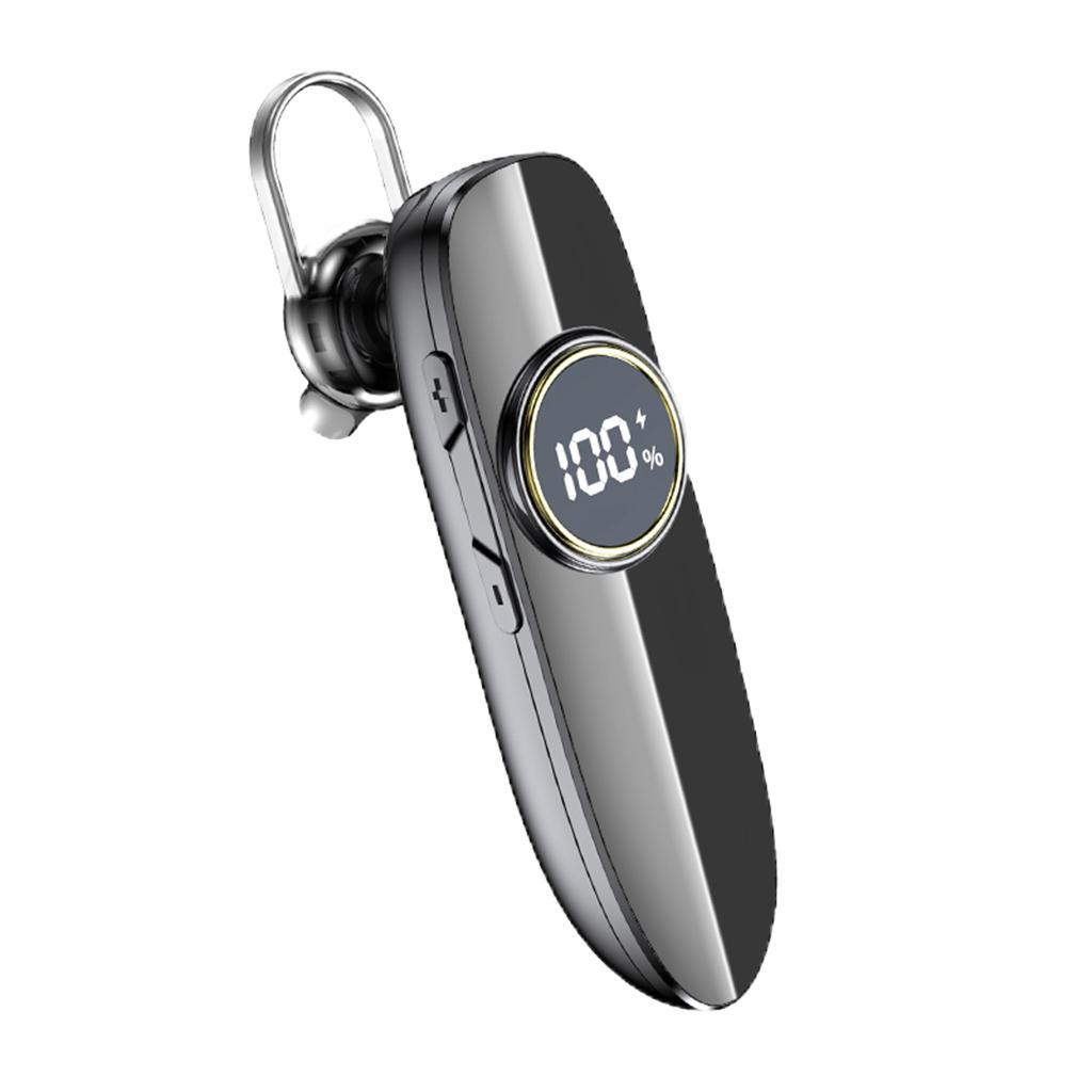 Bluetooth 5.2 Earphone IPX7 Waterproof 48H Call LED Battery Display Single-Ear Headset for Running Office Driving Business Handsfree