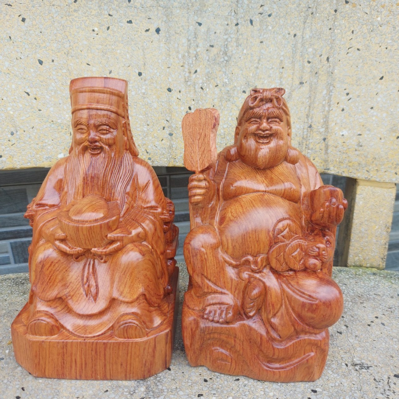 Tượng thần tài gỗ hương nguyên khối siêu nặng mẫu mới cao 20-25 cm