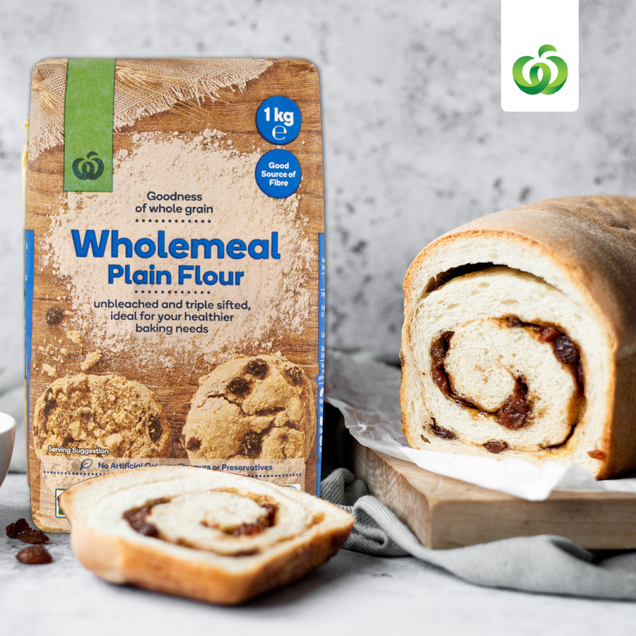 Bột làm bánh Nguyên Cám - Woolworths Wholemeal Plain Flour 1kg