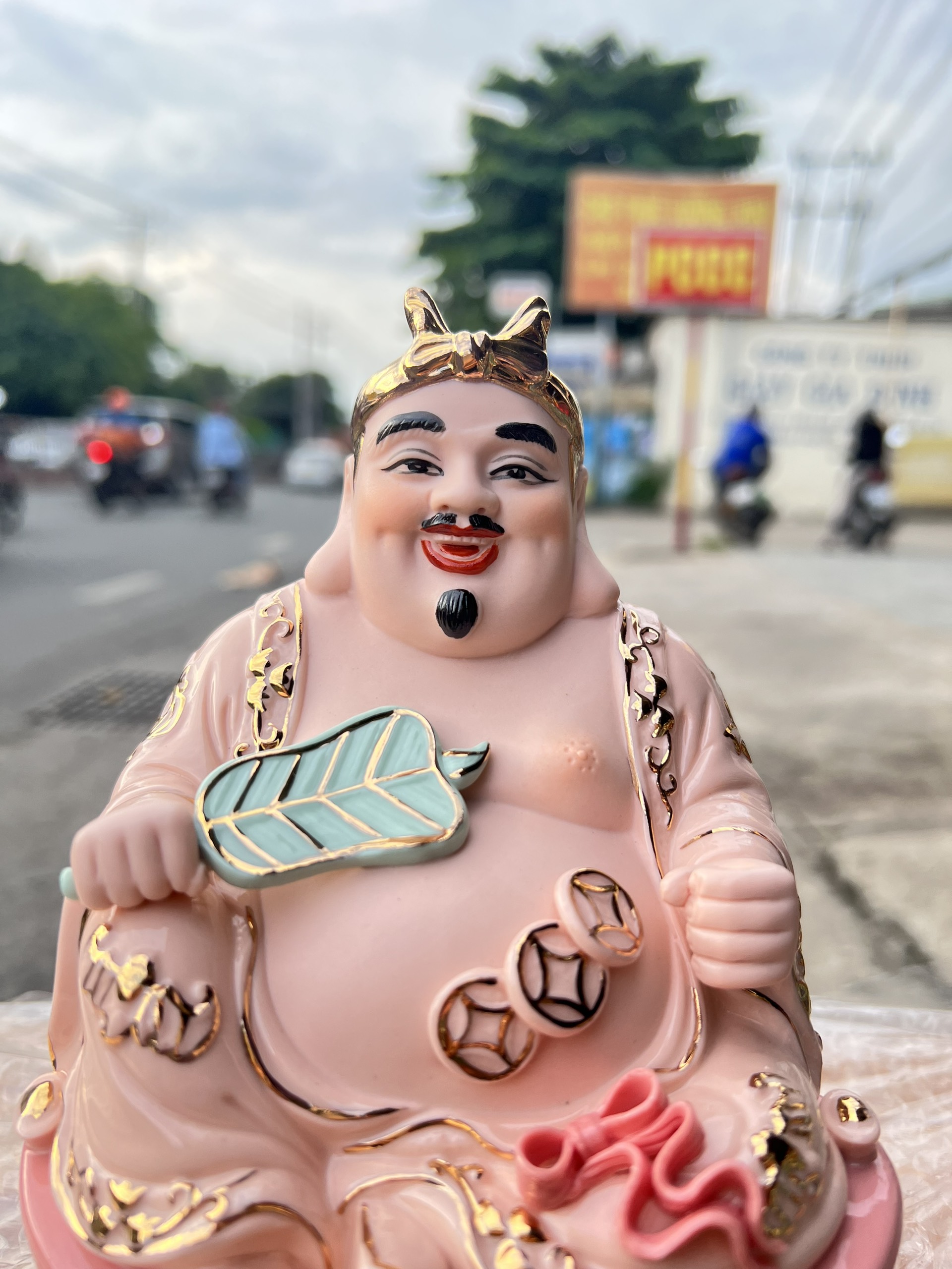 Cặp tượng thần tài ông địa sứ Cao cấp Cao 18cm – Màu Đỏ