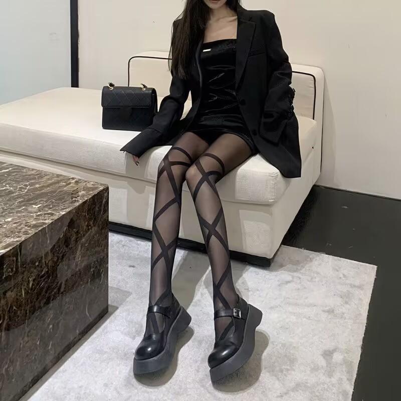 Quần tất/ vớ quần in dây duy băng HỌA TIẾT ĐÙI CARO, Phong Cách Lolita Xinh Xắn, sangchảnh, cá tính, sànhđiệu, phong cách cho nữ Women