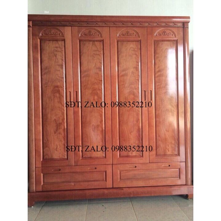 Tủ quần áo gỗ xoan đào 4 buồng