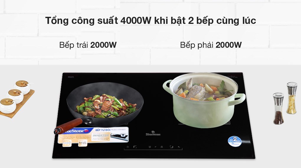 Bếp Âm Từ Đôi Inverter Bluestone ICB-6833 (4000W) - Hàng chính hãng