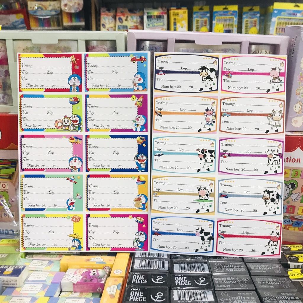 SET 50 nhãn vở cho bé trai/bé gái họa tiết hoạt hình
