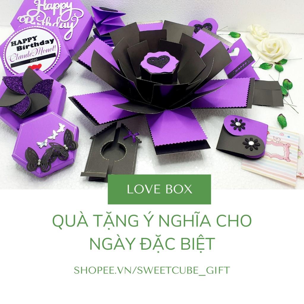 Hộp Quà Tri Ân - LOVE BOX LỤC GIÁC TÍM 5IN1 (19.5x19.5x13cm)
